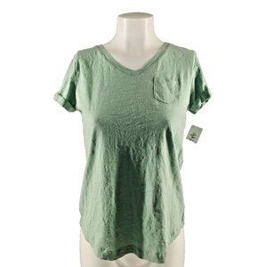 NWT Style&Co V-neck T-shirt Double Petite(PP) 100% Cotton Mint Knit Pullover